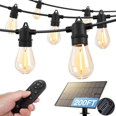 Imagem de Complemento de luzes solares de corda de 200 pés (192+8) com 68 LEDs à