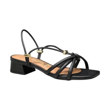 Imagem de Sandália Feminino Vizzano Preto Salto Bloco Baixo Ajustavel, Preto, 37