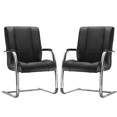 Imagem de Kit 02 Cadeiras de Escritório Fixa Executiva New Onix F02 Couro Ecológico Preto - Lyam Decor
