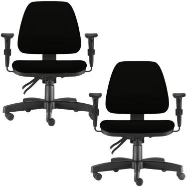 Imagem de Kit 02 Cadeiras de Escritório Giratória Executiva Ergonômica Sky L02 Crepe Preto - Lyam Decor