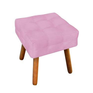 Imagem de Puff Banqueta Decorativo Pé Palito de Madeira Elisa Suede Rosa Bebê D03 - D'Rossi