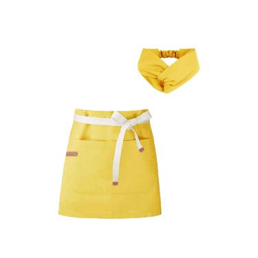 Imagem de Avental Cintura e Faixa Turbante Amarelo Cafe Bar Artesanato