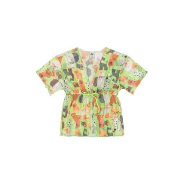 Imagem de Saida de Praia Estampada para Menina Quimby, Verde, 12