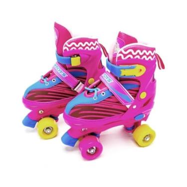 Imagem de Patins de Rodas para Patinação Infantil Rosa com Acessórios, Brinquedo Patinetes para Crianças