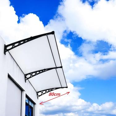 Imagem de Toldo Policarbonato 2,20x0,50m Cobertura para Portas e Janelas Imperial com Fita de Vedação Proteção Casa e Comércio com Filtros de Raios UV (MILK COM PRETO)