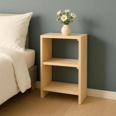 Imagem de Mesa de Cabeceira de Pinus Montada Criado Mudo com Nicho Pronto para Usar