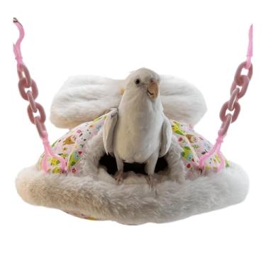 Imagem de CXYYXF Cama aconchegante para o inverno com almofada de veludo para java pardal papagaio periquito periquito periquito Lovebird calopsita Caique Lorikeet (rosa, grande)