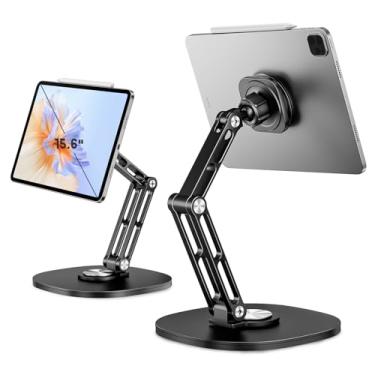 Imagem de OHLPRO Suporte magnético para tablet para iPad, mesa dobrável, acessórios de mesa de escritório em casa, dormitório, faculdade, essenciais, suporte para monitor portátil, serve para abas Kindle iPhone