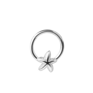 Imagem de Pierced Owl Anel clicker de segmento articulado estrela do mar de aço inoxidável 316L 16GA, 16ga, Metal, Sem Pedra Preciosa