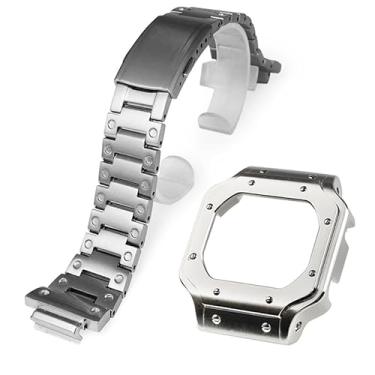 Imagem de Kit de modificação de pulseira DW5600, moldura de aço inoxidável com pregos faciais compatível com Casio G-shock DW5600, GB5600, GW-B5600, GWX5600, DW5025/ DW5700/ DW5735/ DW5750 (prata)