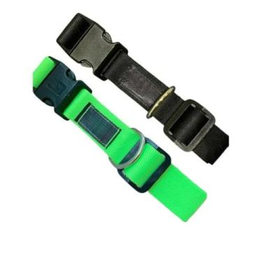 Imagem de Coleira para Cachorro Ajustável Resistente Estilosa Pet Pequeno médio e grande porte((2UN)1 VERDE NEON + 1PRETO)