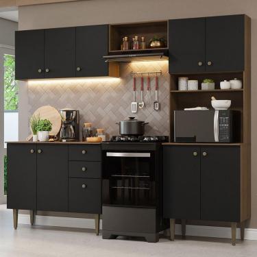 Imagem de Armário Cozinha Compacta 235cm Rustic/Preto Gourmet 01
