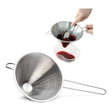 Imagem de Peneira Chinois Passador Coador de Aço Inox 16cm – Fino e Resistente, Ideal para Caldos, Molhos e Sucos