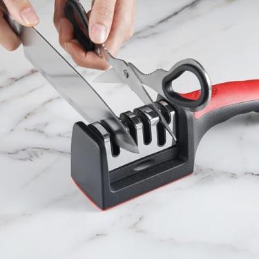 Imagem de Afiador de facas 4 em 1, pedras de amolar de 4 estágios para facas de aço, tesouras, seguras e fáceis de usar