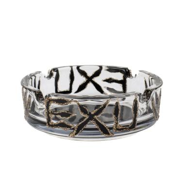 Imagem de Cinzeiro Exu Tridente Vidro Pintado Redondo 10 Cm 4 Apoios