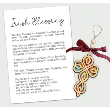Imagem de Enfeite de bênção irlandesa - cartão de história de cruz celta de madeira - lembrança de oração tradicional - símbolo significativo de paz e esperança - lembrete decorativo de herança e fé
