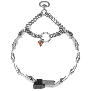 Imagem de Herm Sprenger Coleira de treinamento para cães NeckTech Fun de aço inoxidável com fivela ClicLock e corrente de montagem, coleira sem puxar com anel em D giratório feita na Alemanha (tamanho do
