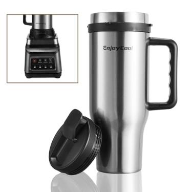 Imagem de EnjoyCool Copo isolado de 1,134 g com alça, substituição de copos de liquidificador de aço inoxidável compatível com BN751, garrafa de água de parede dupla isolada a vácuo, caneca de viagem à prova de