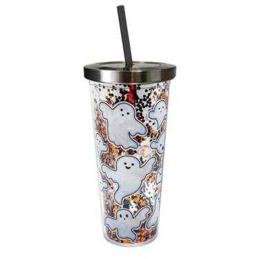 Imagem de Spoontiques - Boo - Copo de acrílico - Copo de glitter com canudo - 590 ml