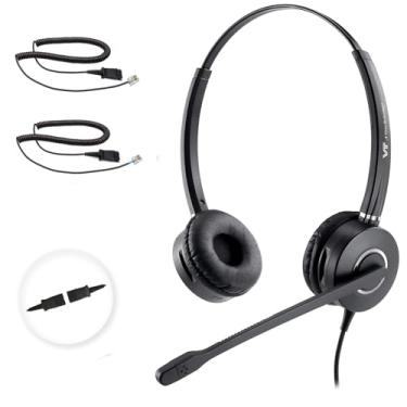 Imagem de VT Fone de ouvido para telefone, microfone com cancelamento de ruído, QD – Fone de ouvido para call center de desconexão rápida com cabos RJ09 compatíveis com telefones Polycom, Yealink, Grandstream
