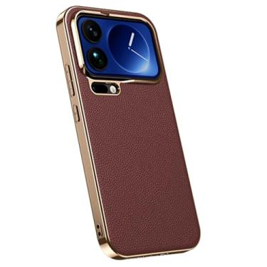 Imagem de FWYANZH Capa de couro genuíno para Xiaomi 17 Pro Max/17 Pro/17, capa magnética galvanizada de carregamento sem fio fina à prova de choque capa de proteção para câmera, vermelha, 17 Pro Max