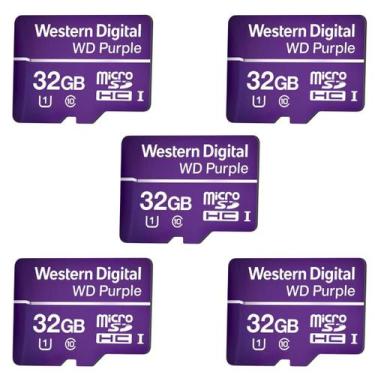 Imagem de Kit 5 Cartões De Memória 32 Gb Micro Sd Wd Purple Intelbras