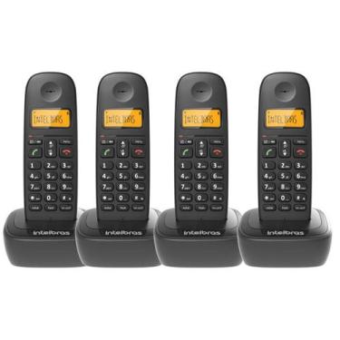 Imagem de Kit 4 Telefones Sem Fio TS 2510 Preto Intelbras