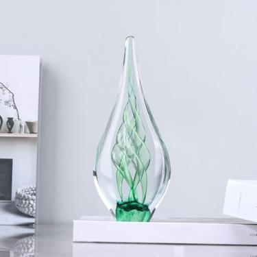Imagem de Escultura de 23 cm de altura, decoração de vidro soprado à mão, peso de papel para mesa de escritório, estatuetas modernas de arte em vidro mediterrâneo, decoração de casa de praia mediterrânea