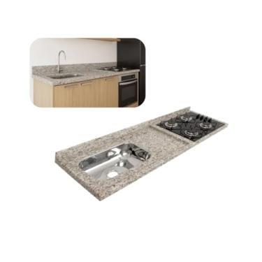 Imagem de Pia de Granito Arabesco 120cm Espaço Cooktop e Cuba Inox N1