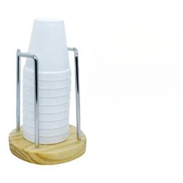 Imagem de Porta Copos Descartáveis, Suporte de Parede e Bancada para Organizar Copos de Papel(CROMADO)