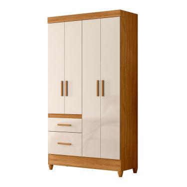 Imagem de Guarda-roupa Madri Pequeno Quarto 4 Portas 2 Gavetas Freijo Com Off White