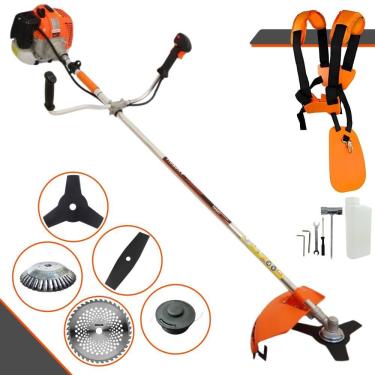 Imagem de Roçadeira Profissional Lateral Vulcan Vr620h À Gasolina 2t 62cc 3hp + Faca 2 Pontas 330mm + Faca 40 Dentes 255mm + Esco