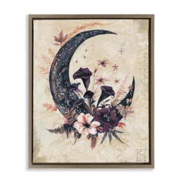 Imagem de Stupell Industries Arte de parede em tela flutuante com moldura cinza vintage e lua, design de Sara Culpepper, 78 x 63 cm