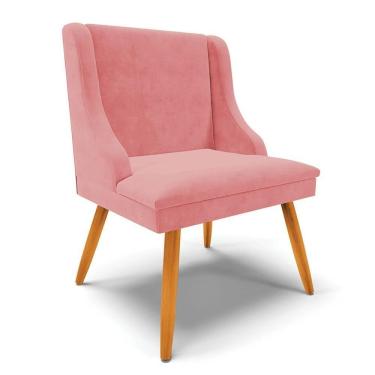 Imagem de Cadeira Estofada Para Sala De Jantar Pés Palito Lia Suede Rosê - Ibiza