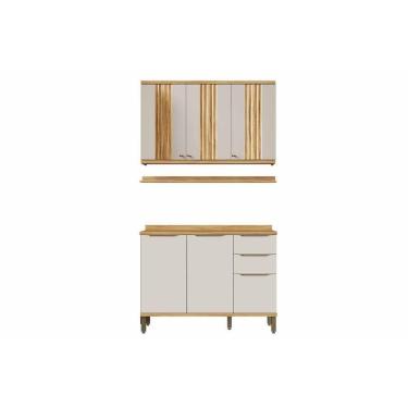 Imagem de Cozinha Modulada Ronipa Sauvignon Sauvignon 3 Peças (1aéreo+1balcão+1complemento) C3p48 Amendoa-off White - Ronipa