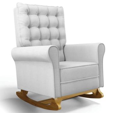 Imagem de Poltrona De Amamentação E Descanso Base Madeira Balanço Brenda G05 Linho Cinza - Mpozenato