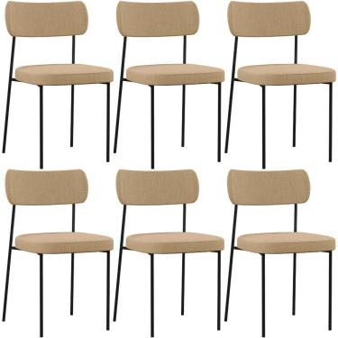 Imagem de Kit 06 Cadeiras Sala De Jantar L02 Bege Escuro