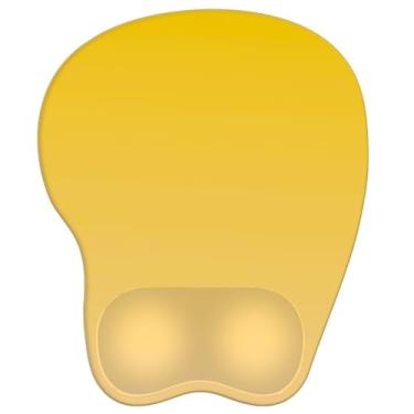 Imagem de Mouse pad com descanso de pulso mouse pad ergonômico com suporte de pulso confortável em forma de M para alívio da dor Base de PU antiderrapante para laptop, escritório e casa (amarelo gradiente)