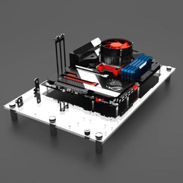 Imagem de DALAIBUKESI Capa aberta para computador de jogos faça você mesmo, suporte de rack de chassi de acrílico, ATX M-ATX ITX, placas-mãe banco de teste de PC