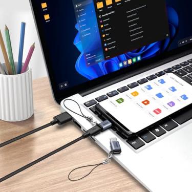 Imagem de Adaptador USB-C macho para micro USB fêmea, pacote com 2, adaptador eletrônico para OTG, carregamento e transferência de dados, compatível com telefones, computadores, tablets etc.