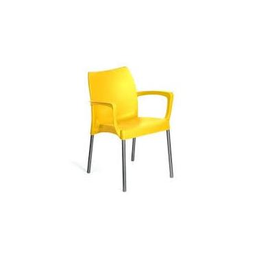 Imagem de Poltrona de Plástico Ergonômica, Design Amplo, Leve e Resistente, para Áreas Internas e Externas, Jardim, Varanda amarela