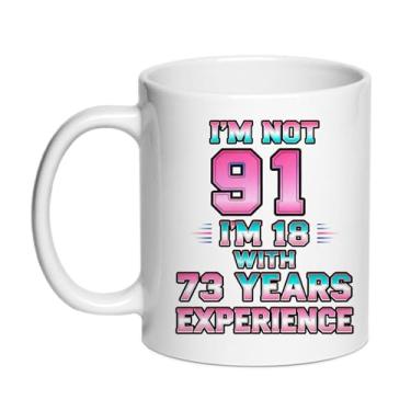 Imagem de SIUNY Caneca de aniversário de 91 anos para mulheres e homens - Presentes de aniversário de 91 anos para mãe, pai, avó, avô, esposa, marido, 325 ml, xícara de café 1935 (91ST)