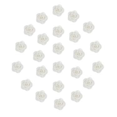 Imagem de Kit C/24 Miçangas em Resina Flor Rosa Branca 2 cm