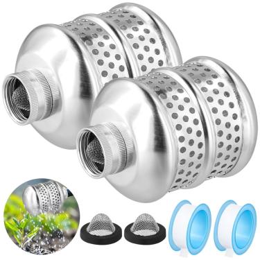Imagem de Chewtoyo Aspersores de irrigação de fluxo suave de metal 3/4-15Nh com telas de filtro e fita de vedação, 2 peças de cabeças de aspersor de borbulhador, bocais de inundação de difusor de liga de