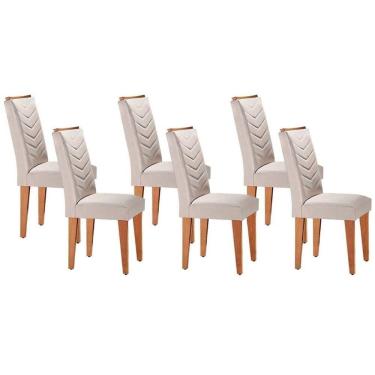 Imagem de Kit 6 Cadeiras Sala Jantar Londrina 6 Un Capuccino Suede Creme Rufato