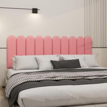 Imagem de Cabeceira Nuvem Suede King Size Com 10 Placas Macias De 60cm Goiaba