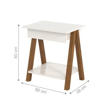 Imagem de Mesa De Cabeceira Com Gaveta Verona Amadeirado Off White