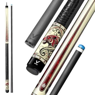 Imagem de Taco de sinuca de fibra de carbono EVO Beast, bastões de piscina de baixa deflexão com junta de 3/8 x 8 pinos, ponta de 12,5 mm, ponta padrão Time, envoltório de couro de microfibra