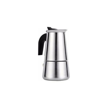 Imagem de Cafeteira Italiana Premium em Aço Inox, 300ml, 6 Xícaras, Design Moderno, 18,5 x 9,5 cm, Acabamento Polido