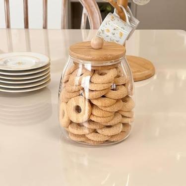 Imagem de Pote de Vidro Redondo com Tampa de Bambu, 1000ml, para Armazenamento de Alimentos